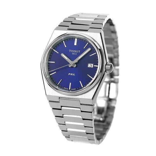 Tissot Prx Blue Dial Quartz Bracelet 35mm Unisex Watch T1372101104100 - Dial: Blue, Band: Silver, Bezel: Silver