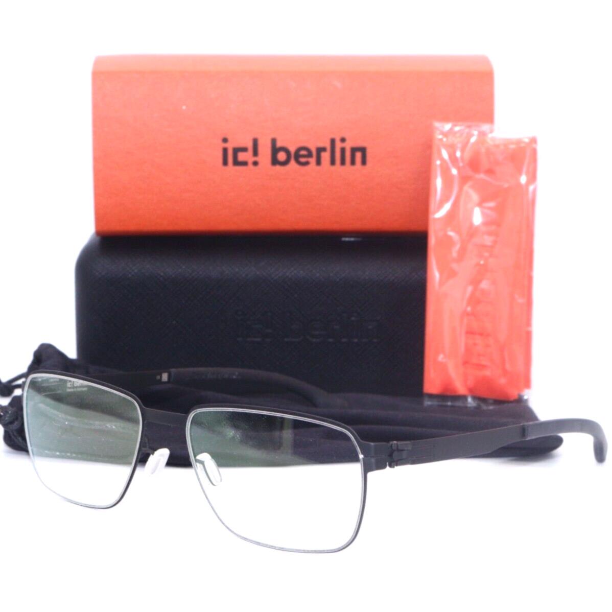 IC Berlin Juan P. Black Rectangle Designer Frame Eyeglasses 52-16