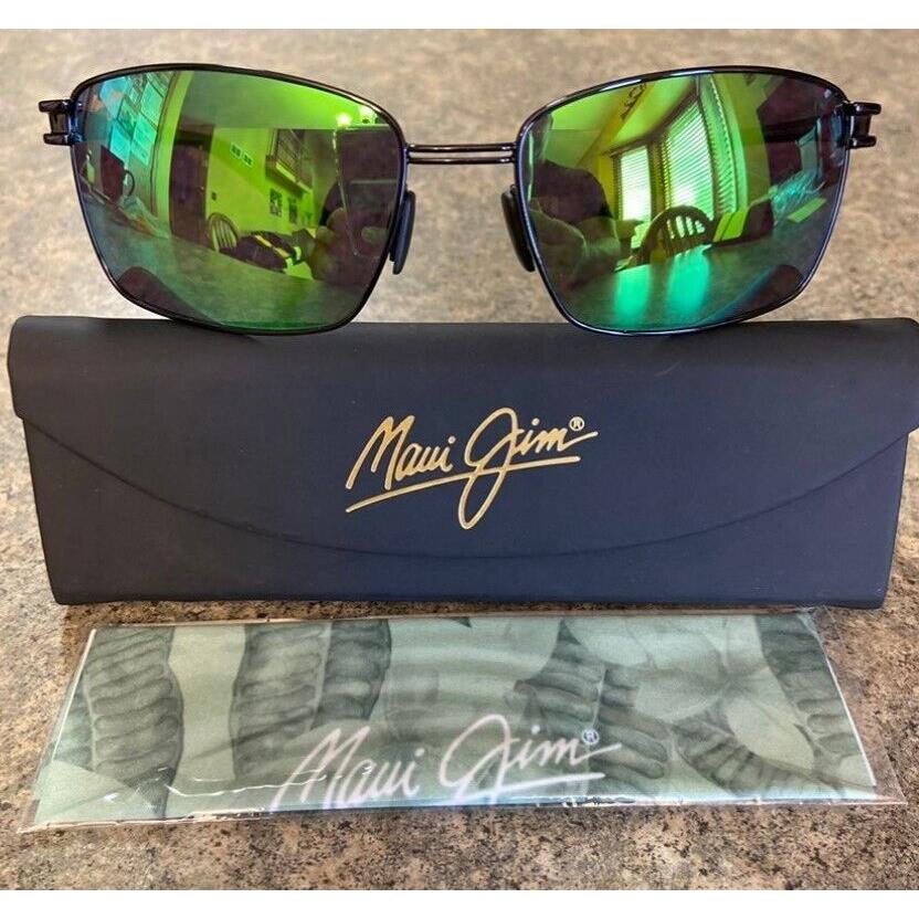 Maui Jim Cove Park GM531-24M Black Olive Maui Green Polarized Sunglasses - Frame: Black, Lens: Black