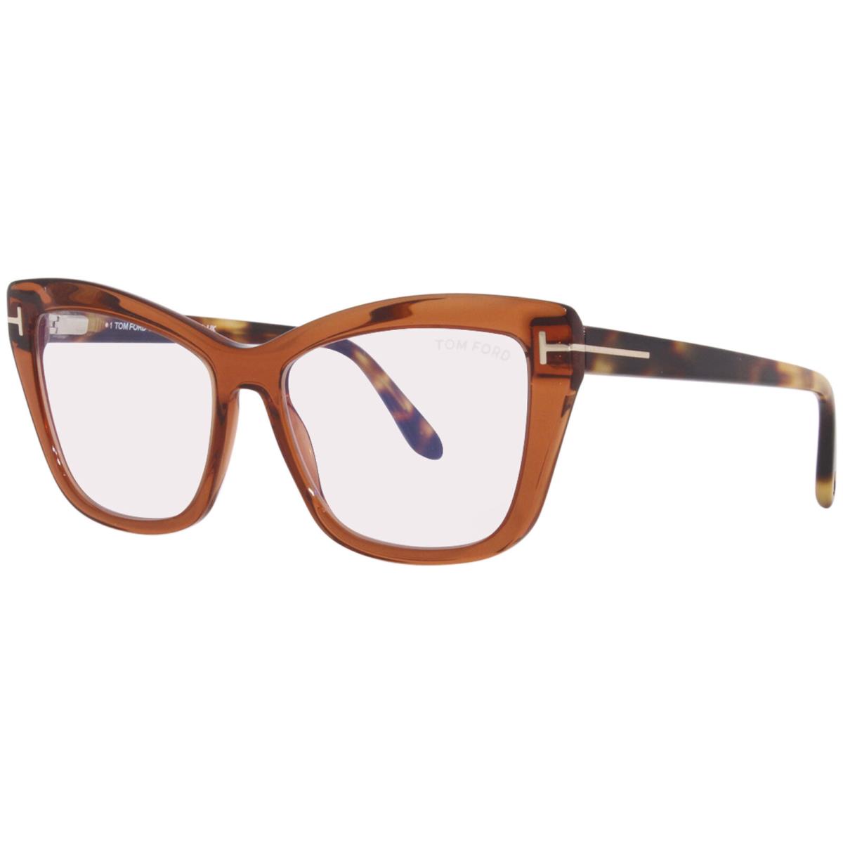 Tom Ford TF5826-B 048 Eyeglasses Women`s Shiny Brown/blue Block Full Rim 55mm - Frame: Brown