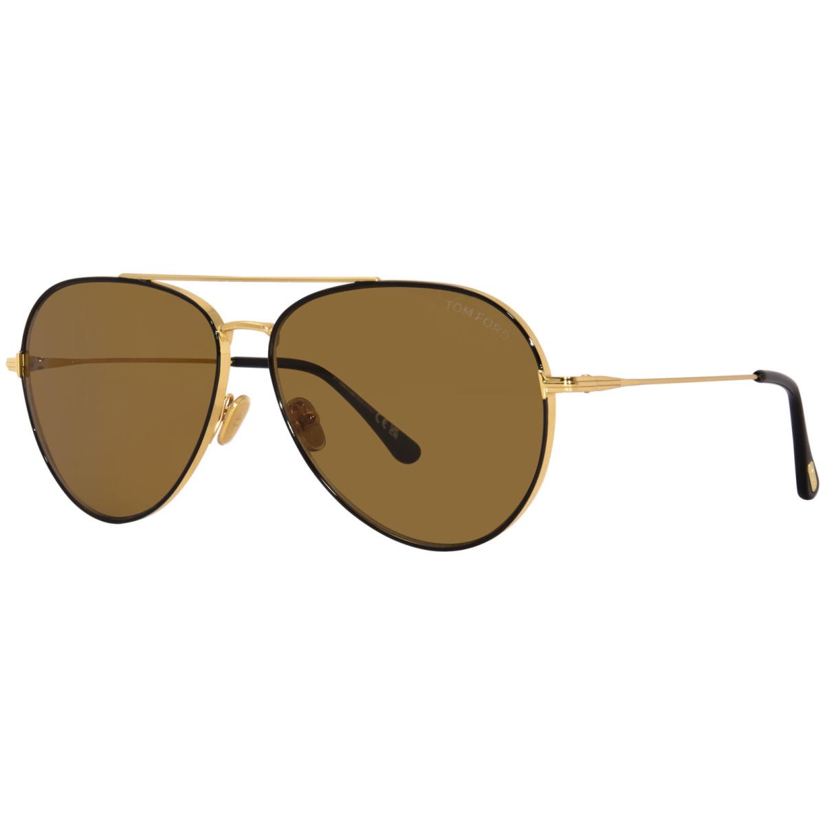 Tom Ford Dashel-02 TF996 01J Sunglasses Shiny Yellow Gold/vintage Brown 62mm