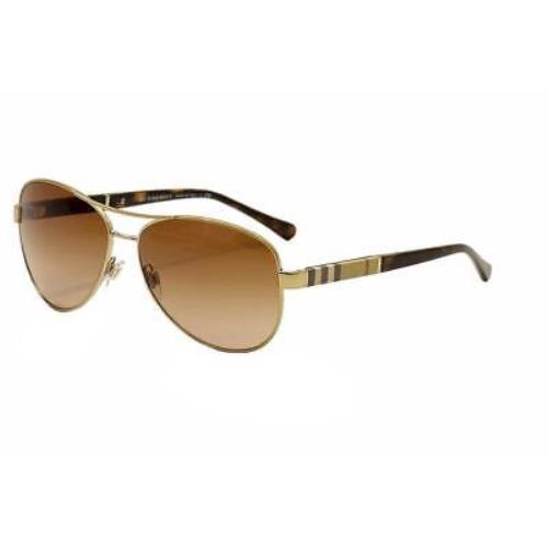 Burberry B3080 B/3080 1145/13 Light Gold/brown Fashion Pilot Sunglasses 59mm