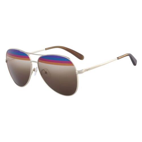 Salvatore Ferragamo SF 172S 745 Gold Sunglasses with Multi Colored Stripes