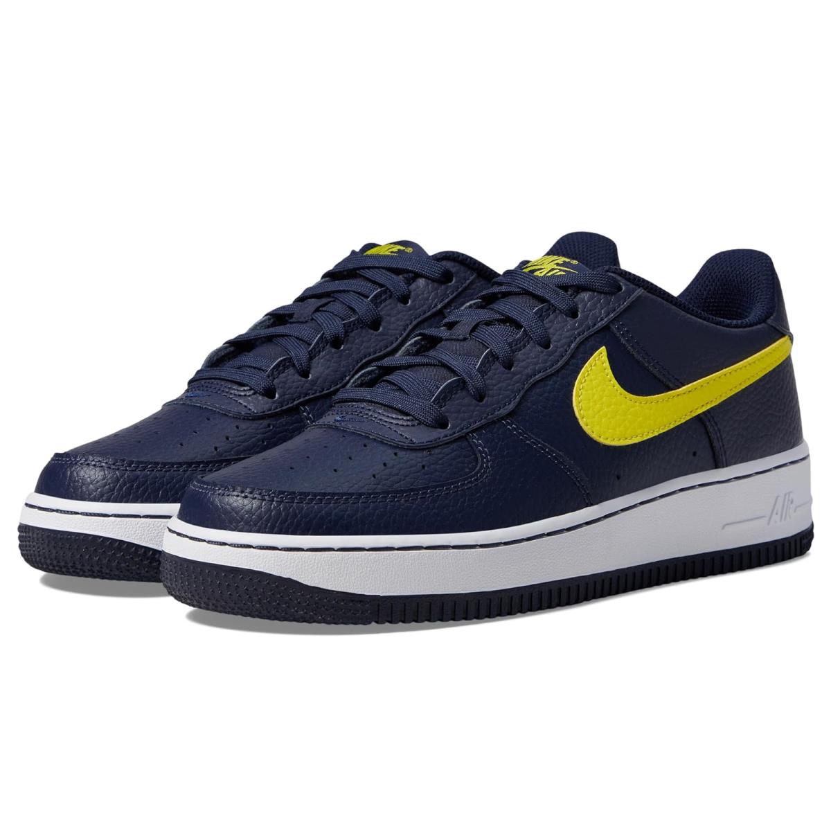 Boy`s Sneakers Athletic Shoes Nike Kids Air Force 1 Big Kid Obsidian/Opti Yellow/White