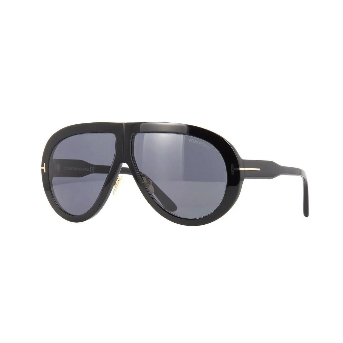 Tom Ford Troy FT 0836 01A Shiny Black Grey Smoke Sunglasses 61mm