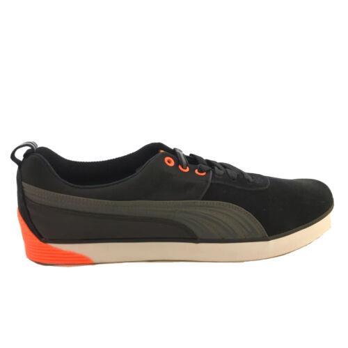 Puma Men s 13 Black Orange Leather Suede Athletic Casual Running Tennis Shoe