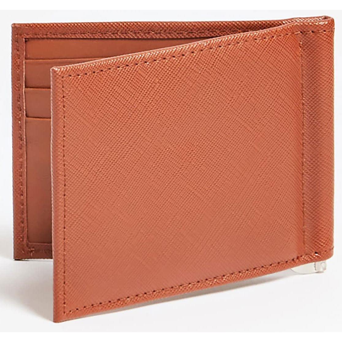 Guess Mens Wallet Certosa Money Clip Credit Card Case In Cognac