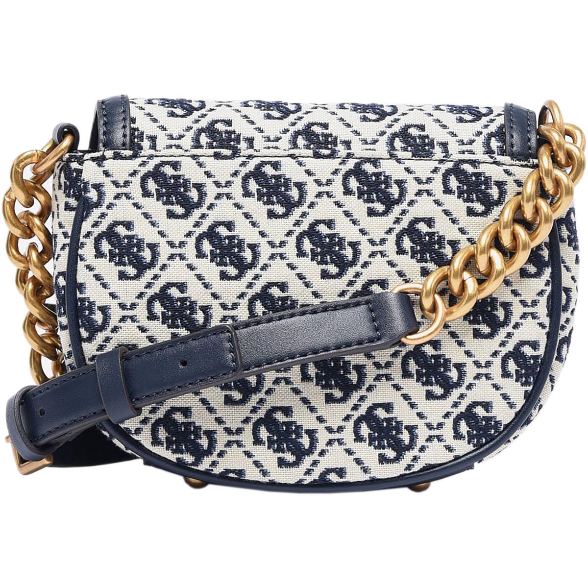 Guess Izzy Mini 4G Logo Crossbody Bag In Navy Multi