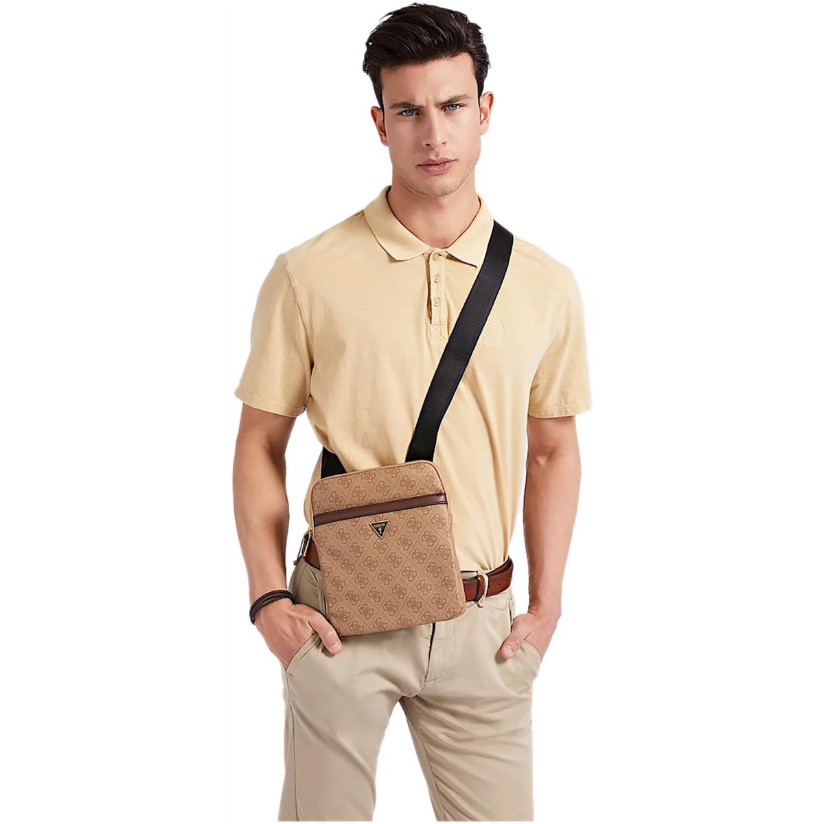 Guess Mens Body Fit Strap Shoulder Bag In Brown