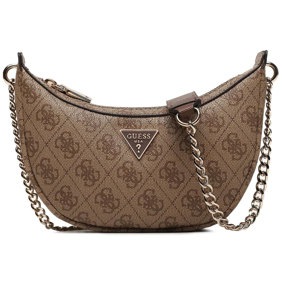 Guess Eco Craig Mini Crossbody 4G Logo Bag In Latte