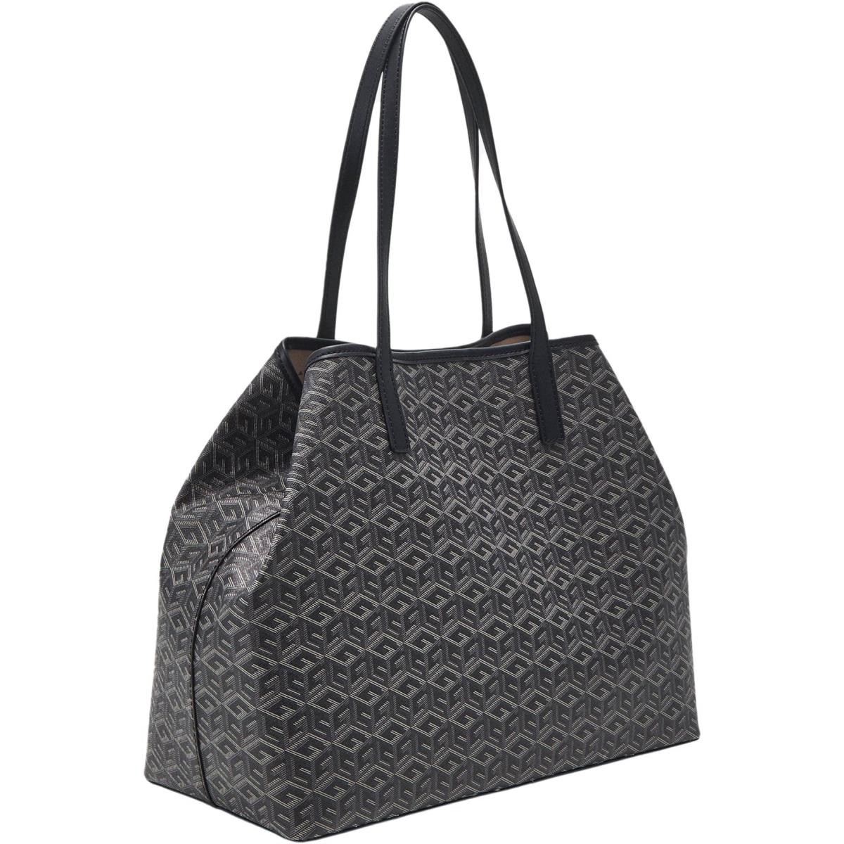 Guess Vikky Cube Logo Shopping Bag In Charcoal - Exterior: Charcoal