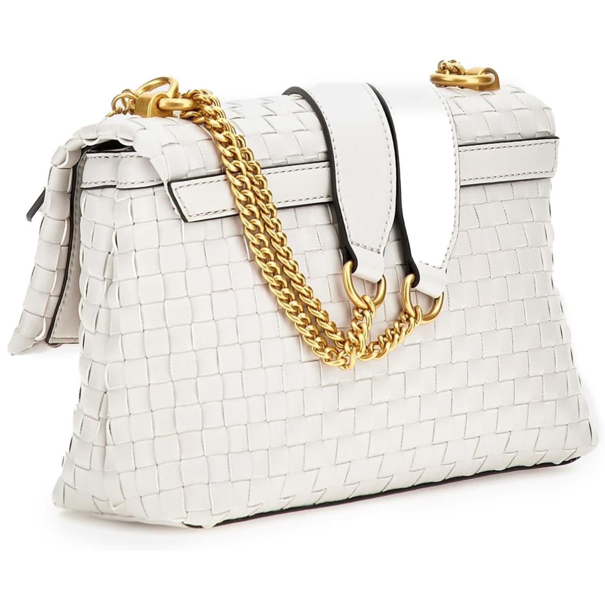 Guess Lisbet 2 Compartment Woven Shoulder Bag In Stone