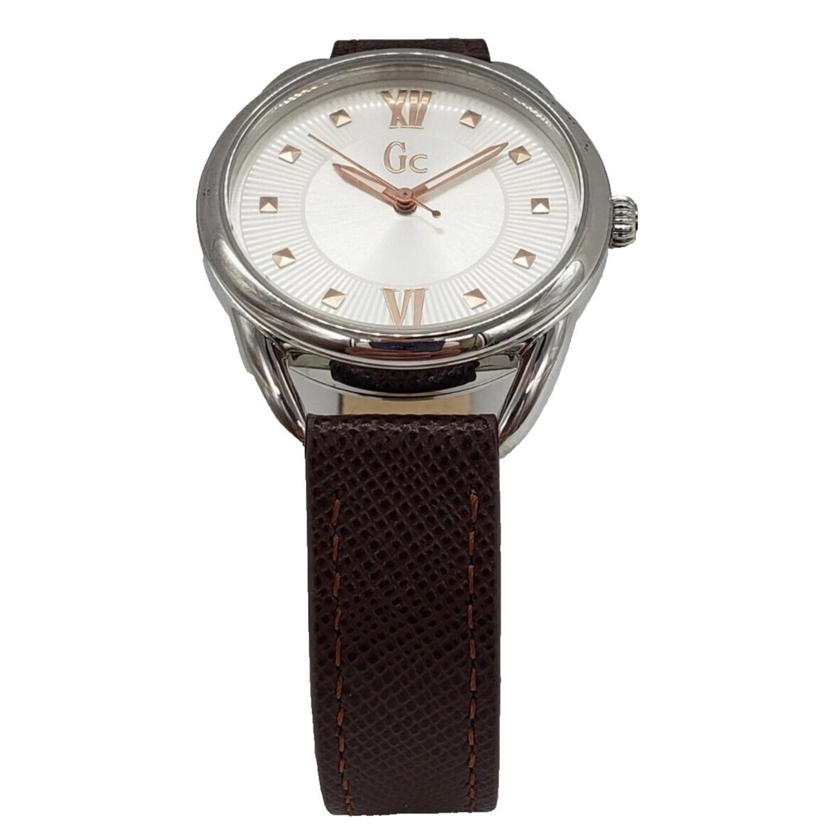 Guess Collection Brown Leather Strap 32mm Women`s Watch Swiss Y13006L1