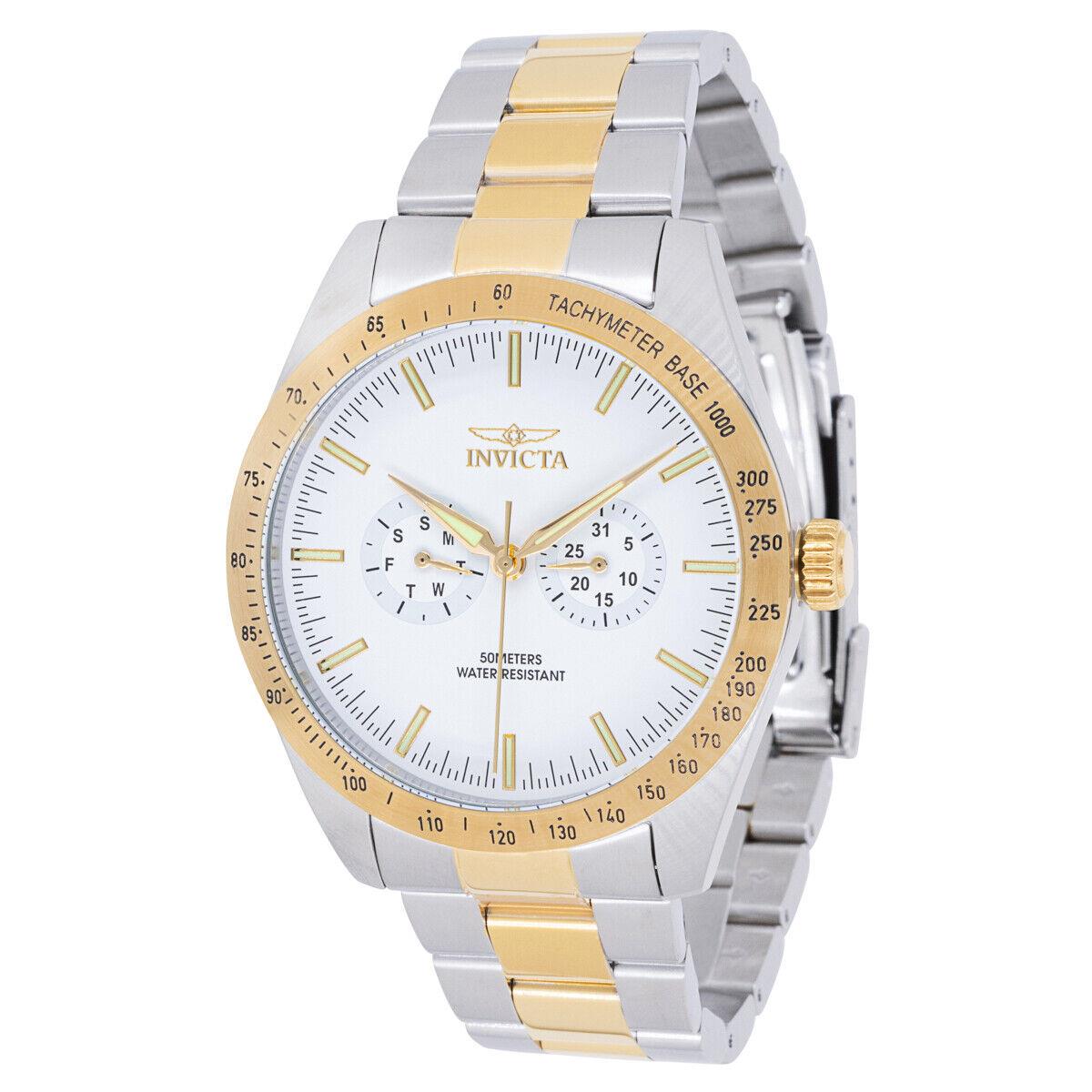 Invicta Specialty Quartz White Dial Men`s Two Tone Stainless Steel Watch 45976