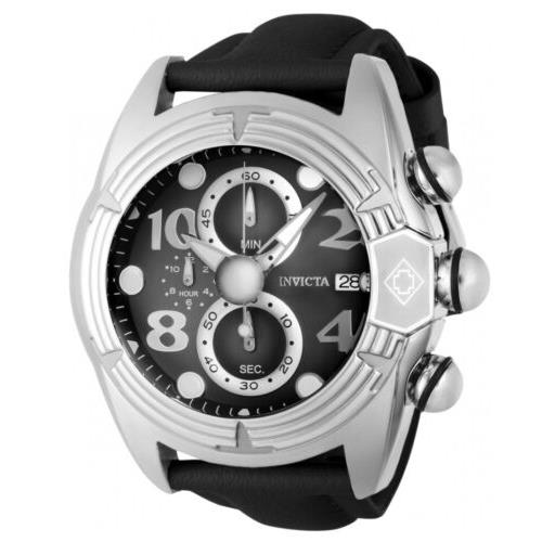Invicta Lupah Diver Men`s 52mm Black Silver Fly-back Chronograph Watch 35255 - Dial: Black, Silver, Band: Black, Bezel: Silver