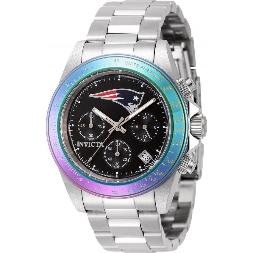 Invicta Nfl England Patriots Black Dial Chronograph Men`s Bracelet Watch