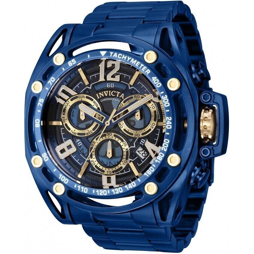 Invicta Mens 53mm S1 Rally Swiss Quartz Chronograph Blue Dial Bracelet Watch