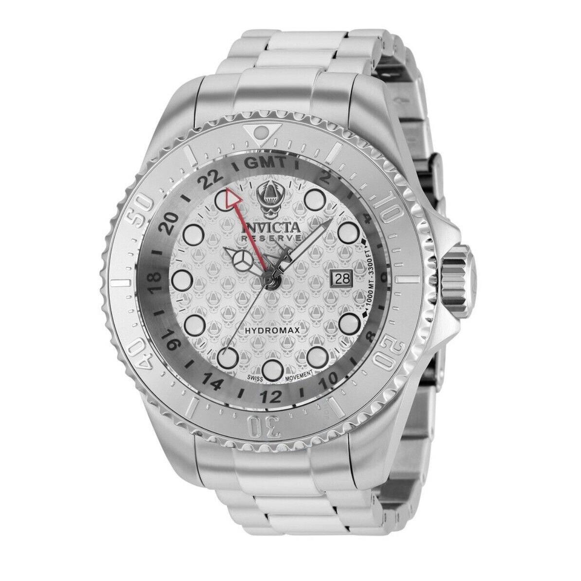 Invicta Men`s 52mm Hydromax Swiss Ronda 515.24H Quartz Silver Tone 1000m Watch - Dial: Black, Band: Silver-tone, Bezel: Silver-tone