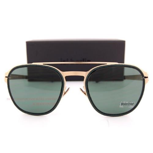 Ic Berlin Sunglasses T119 Champagne/green Polarized For Men Titanium