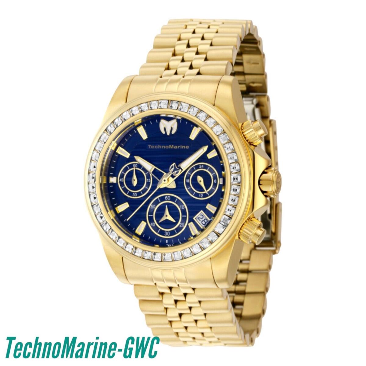 Technomarine Women`s TM-222027 Manta Ray 38mm with Stones - Dial: Blue, Band: Gold