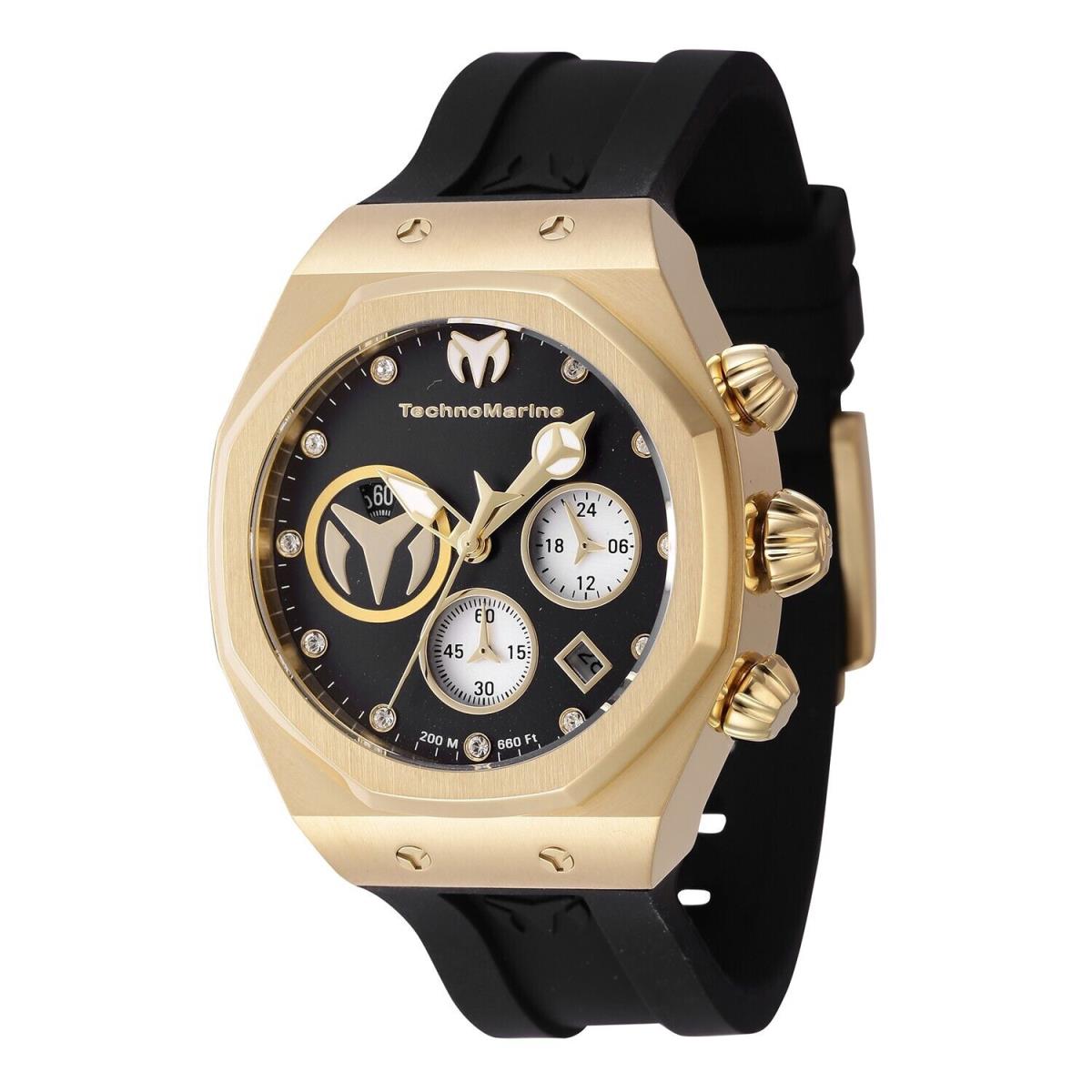 Technomarine Women`s TM-523007 Cruise Sun Reef Black Dial 40mm Arrival - Dial: Black, Band: Black, Bezel: Gold