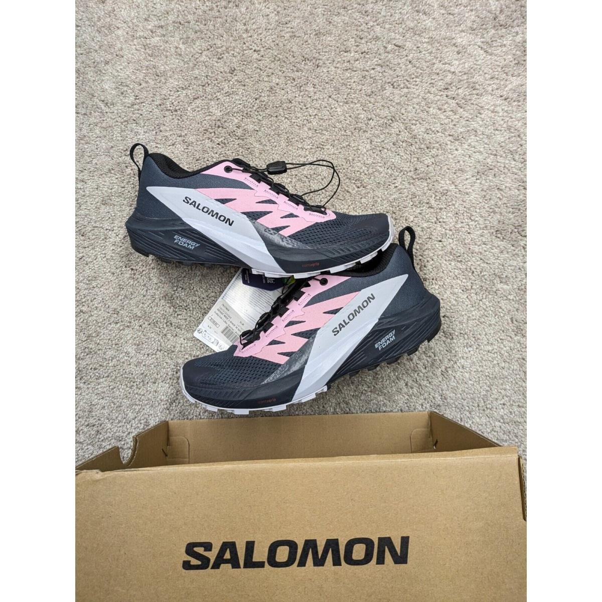 Salomon Sense Ride 5 Womens 7 Trail Running Hiking Shoes Black Pink Box - Black, Manufacturer: India Ink/Lilac Sachet/Arctic Ice