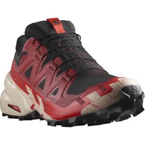 Salomon Speedcross 6 Gore-tex Men`s Trail Running Shoes Black/red Dalhia/poppy