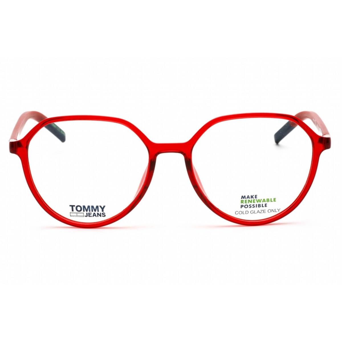 Tommy Hilfiger Women`s Eyeglasses Red Plastic Oval Shape Frame TJ 0011 0C9A 00