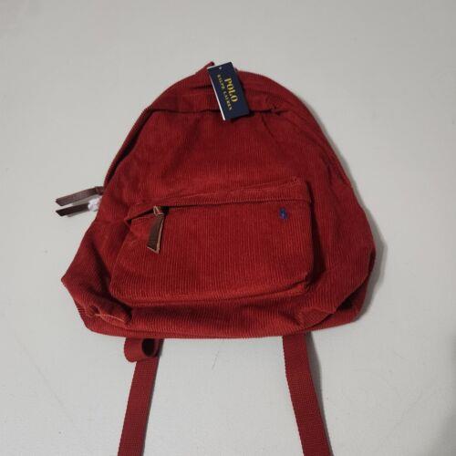 Polo Ralph Lauren Corduroy Backpack Red Blue Pony Leather Tassels