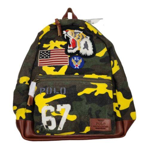 Polo Ralph Lauren Camouflage Camp Tiger Flag Patch Travel Backpack Bag