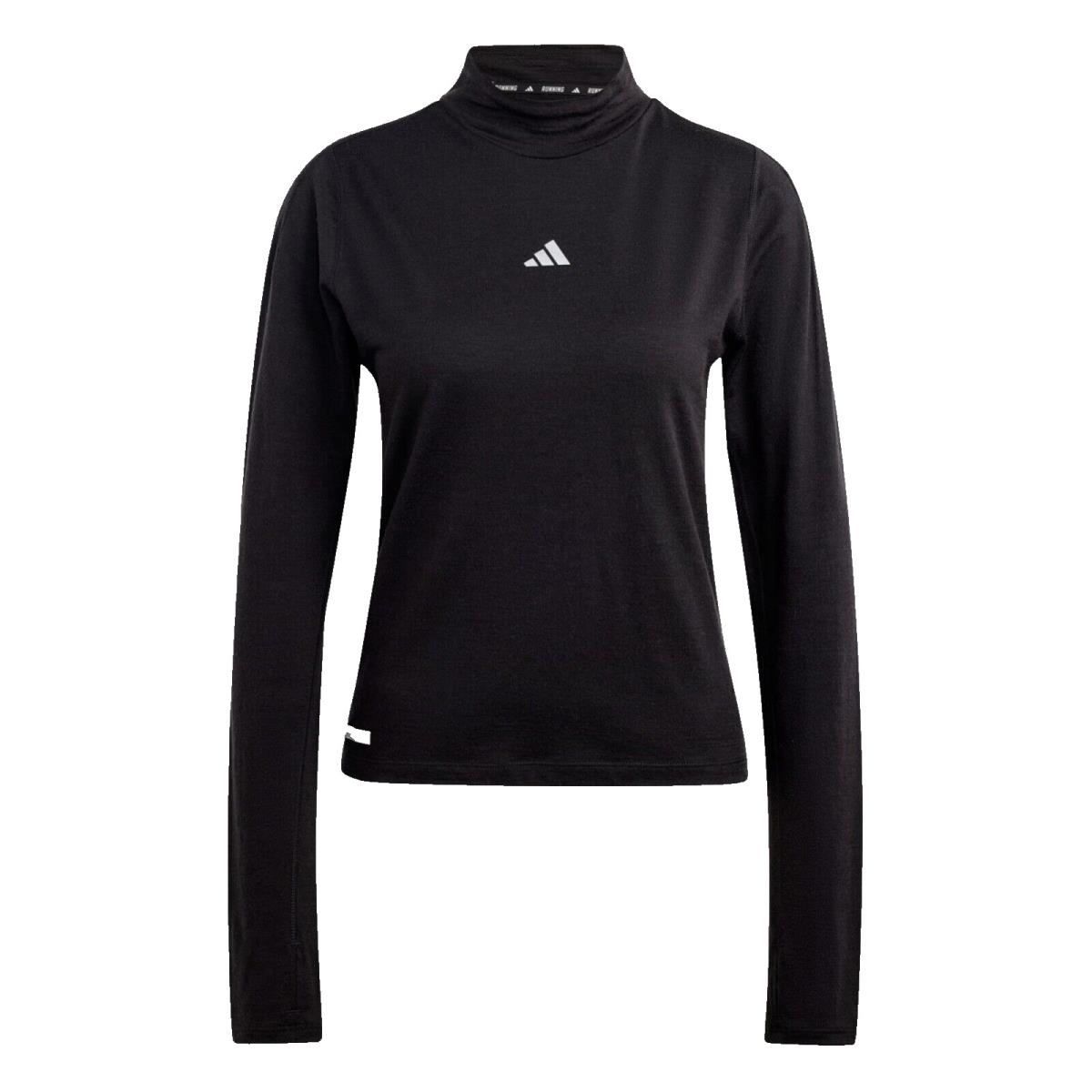 Adidas Womens M Ultimate Running Conquer The Elements Merino Long Sleeve Shirt Black