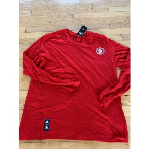 Adidas 2020 Boston Marathon Wool Long Sleeve Shirt FQ6621 Sz XL Running Red