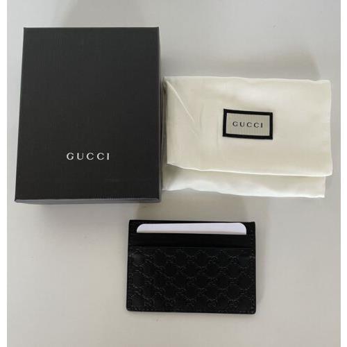 Gucci Microguccissima Soft Black Leather Card Case Made in Italy 262837
