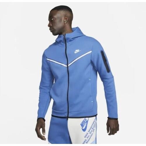 Men s Size XL Nike Sportswear Tech Fleece Full-zip Hoodie Blue White CU4489-407