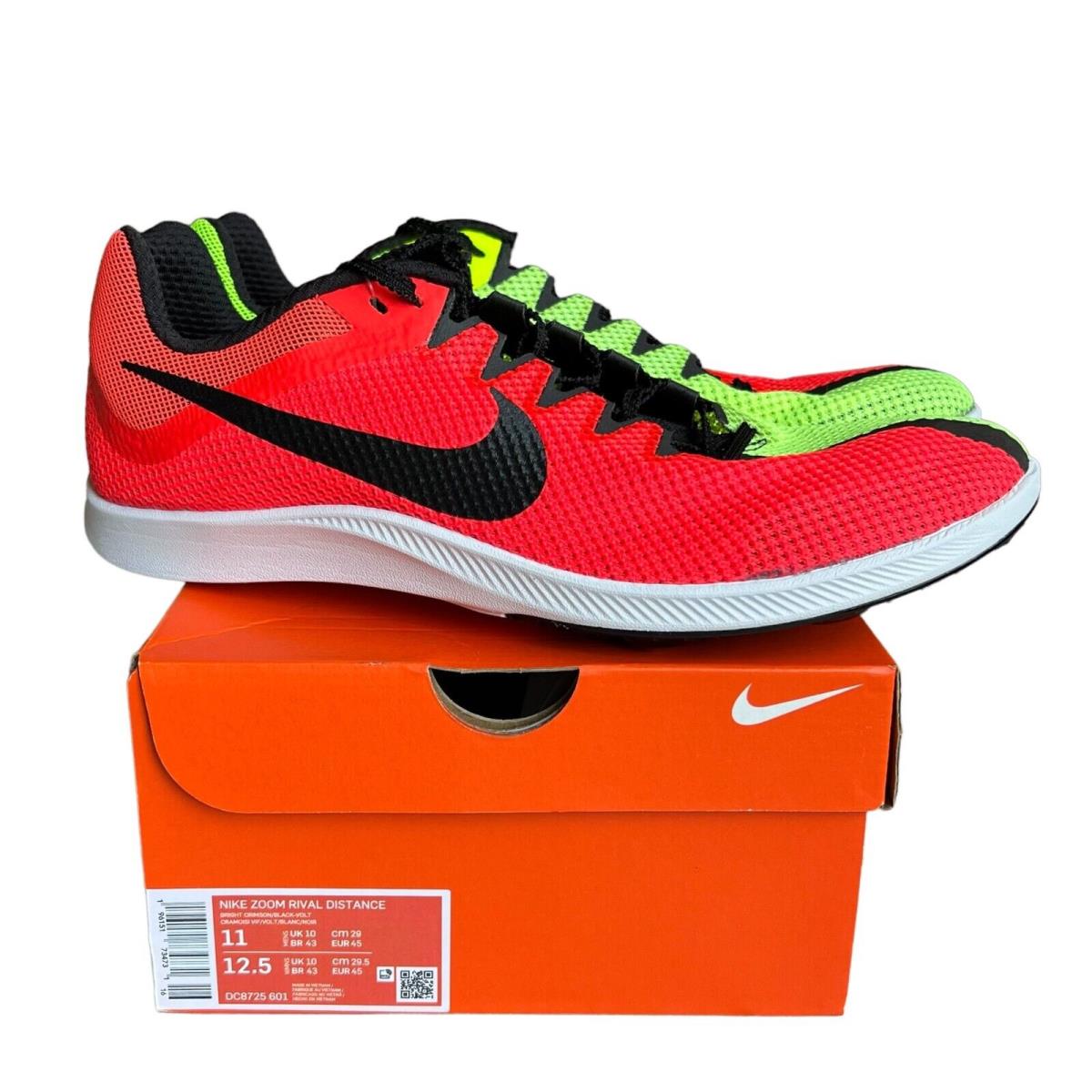 Nike Zoom Rival Distance Size 11 Track Spikes Crimson/black/volt DC8725-601 - Red