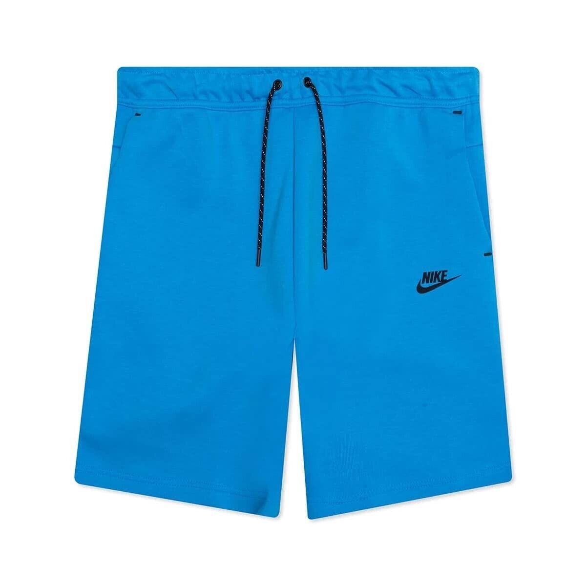 Nike Mens Sportswear Tech Dark Marina Blue Drawstring Fleece Shorts Size Small