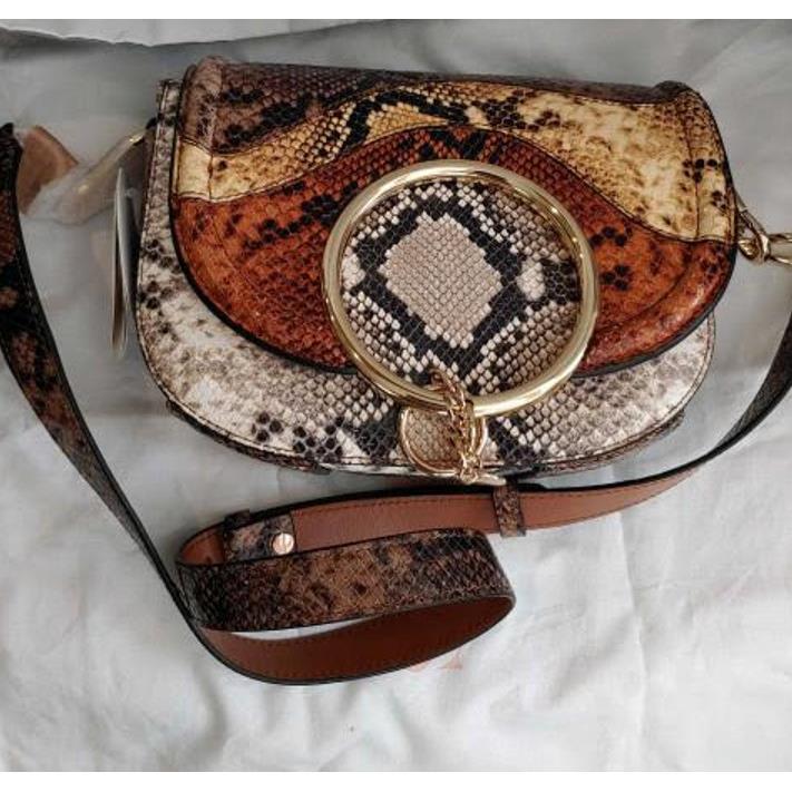 See by Chloe Mara Snakeskin Embssd Leather Xbody Bag Burning Camel Dst Bag