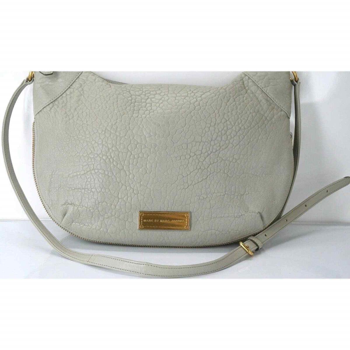 Marc by Marc Jacobs Washed Up Messenger Hobo Crossbody Bag Grey Leather