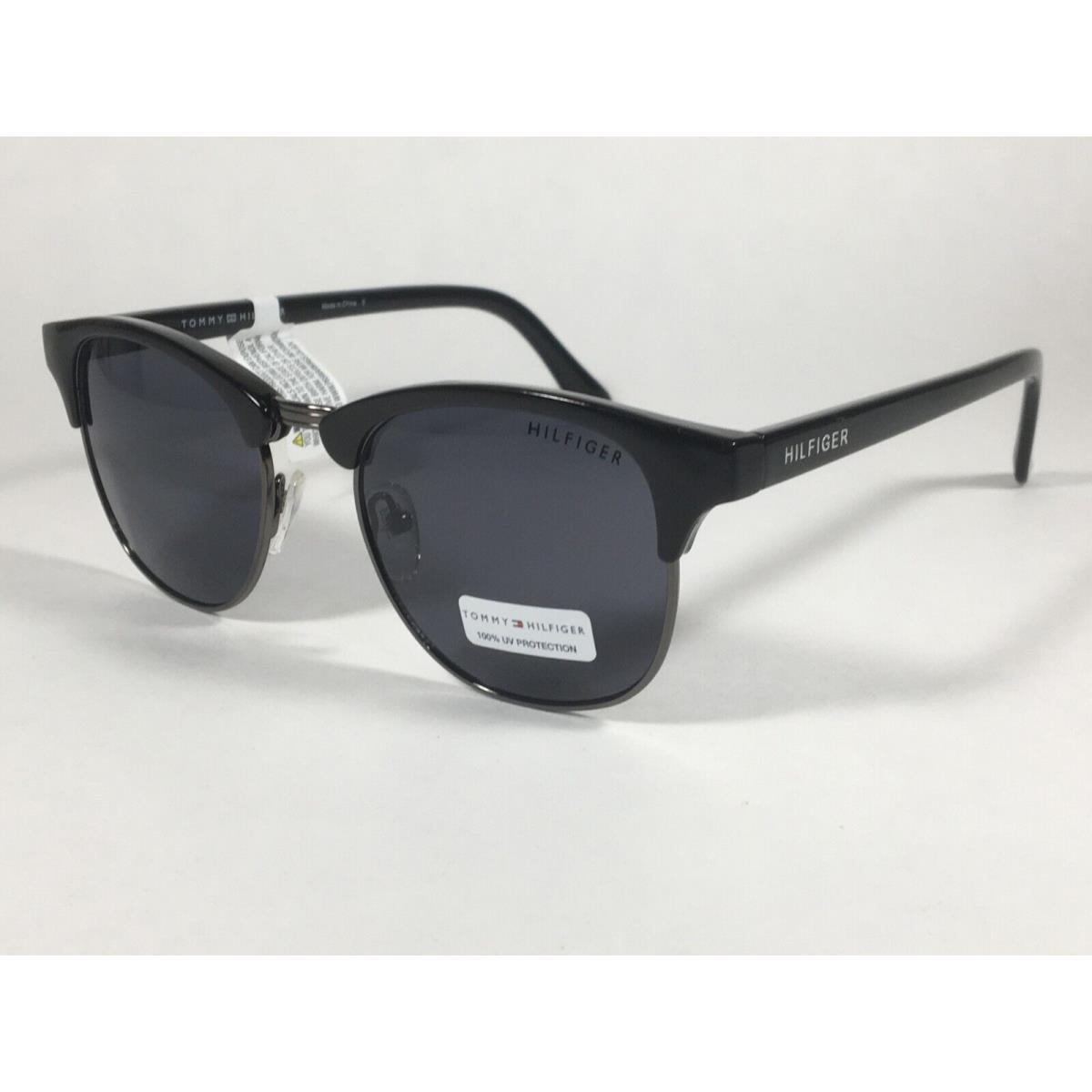 Tommy Hilfiger Bryan MP OU107 Square Club Sunglasses Black Gunmetal Gray Lens