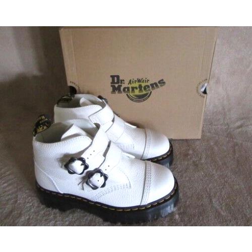 DR Martens Devon Flower Buckle Milled Nappa Platform Boots Shoes US 8 EU 39