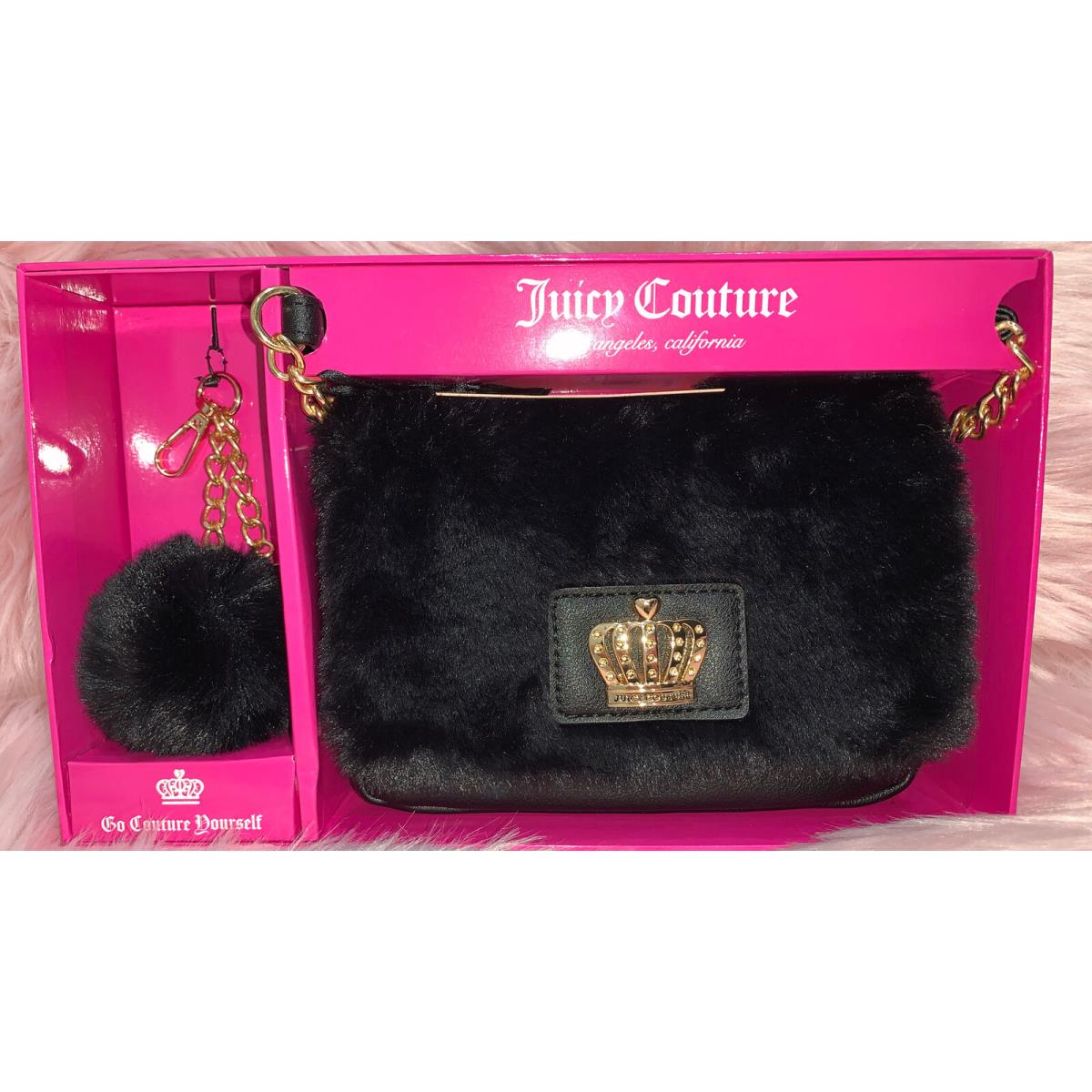 Juicy Couture Fur 11JCCE7JC-LQ Liquorice Flat Crossbody Keycha