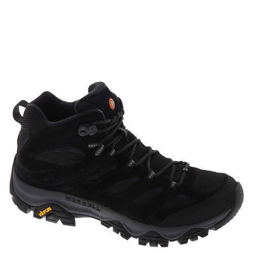 Mens Merrell Moab 3 Mid Hiking Boot Black Leather Shoes - Black