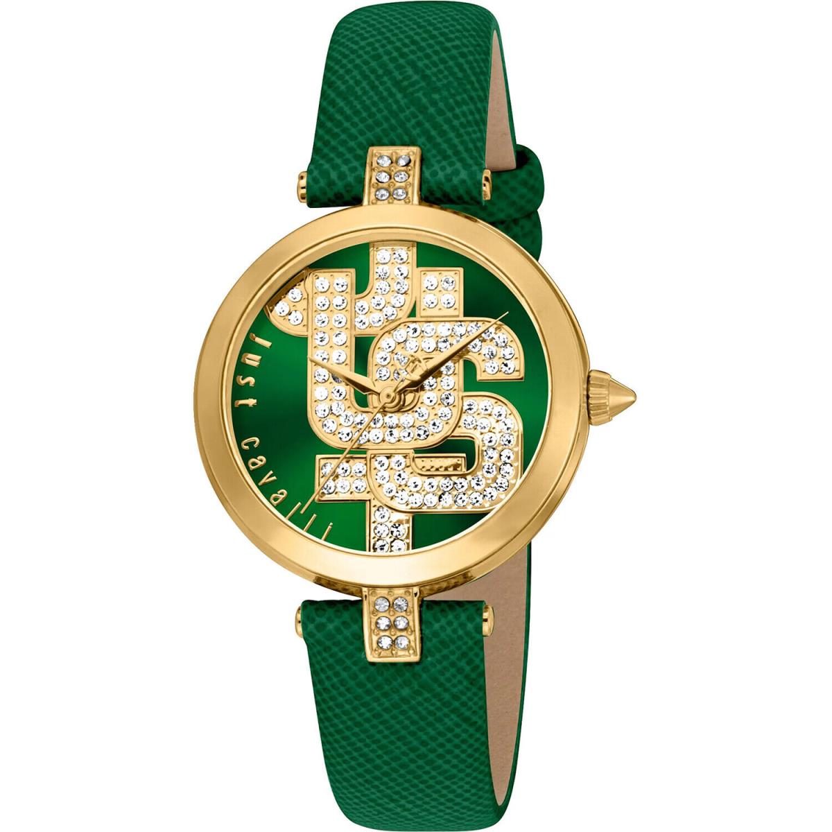 Just Cavalli Women`s Maiuscola Green Dial Watch - JC1L241L0035