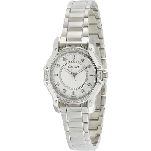 Bulova 96R137 Women`s Silver White Analog Dial Quartz Diamond Watch