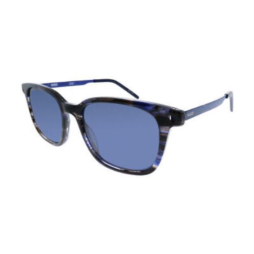 Hugo Boss Boss 1036/S 38I Blue Horn Plastic Square Sunglasses Blue Lens - Frame: Blue, Lens: Blue