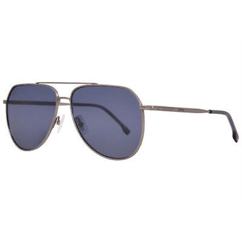 Hugo Boss 1447/S R81/A9 Sunglasses Men`s Matte Ruthenium/blue Antireflex 61mm - Frame: Silver, Lens: Blue