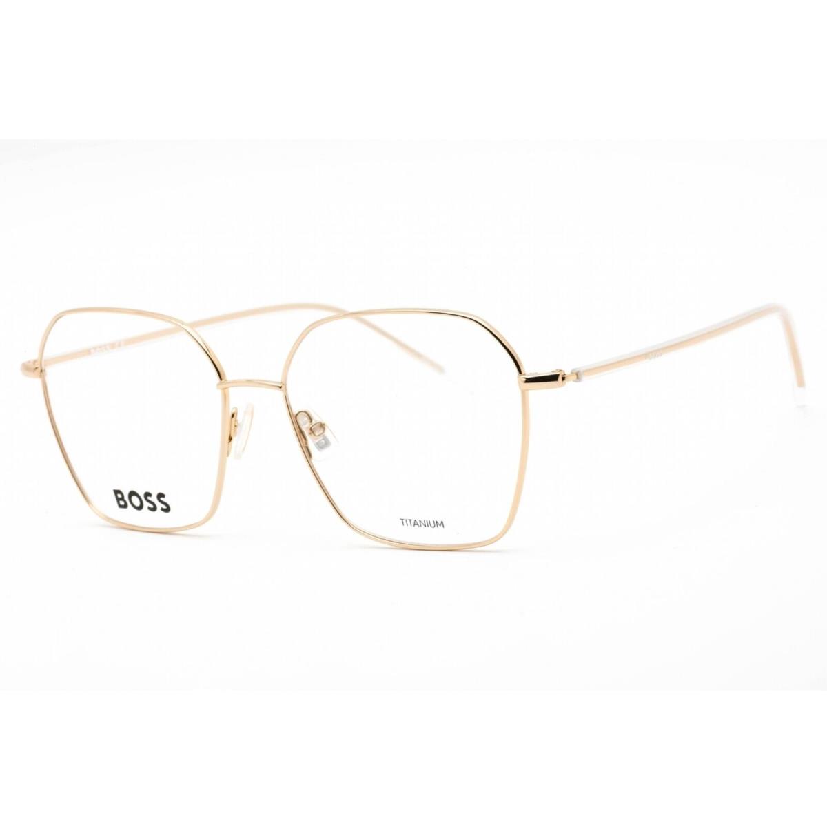 Hugo Boss Women`s Eyeglasses Rose Gold Metal Rectangular Frame Boss 1398 0000 00