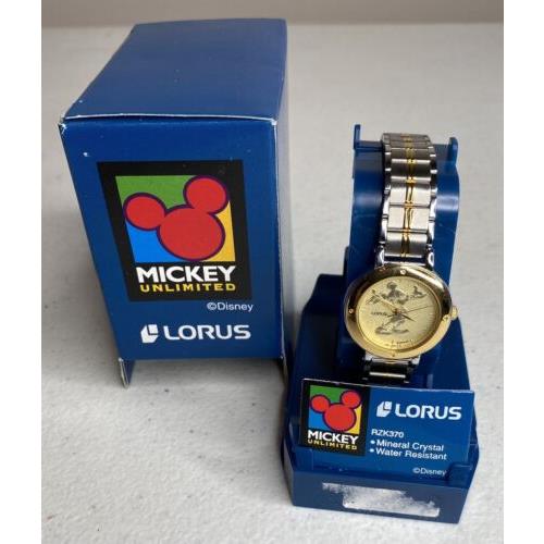 Vintage 1990s Lorus Disney Mickey Mouse Gold Tone Quartz Watch RZK370 Mib