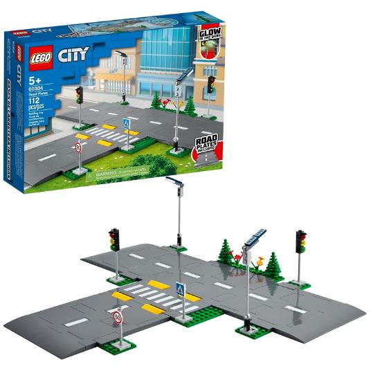 Building City Road Plates Trees Traffic Lights Glow In The Dark Build Toys Lego