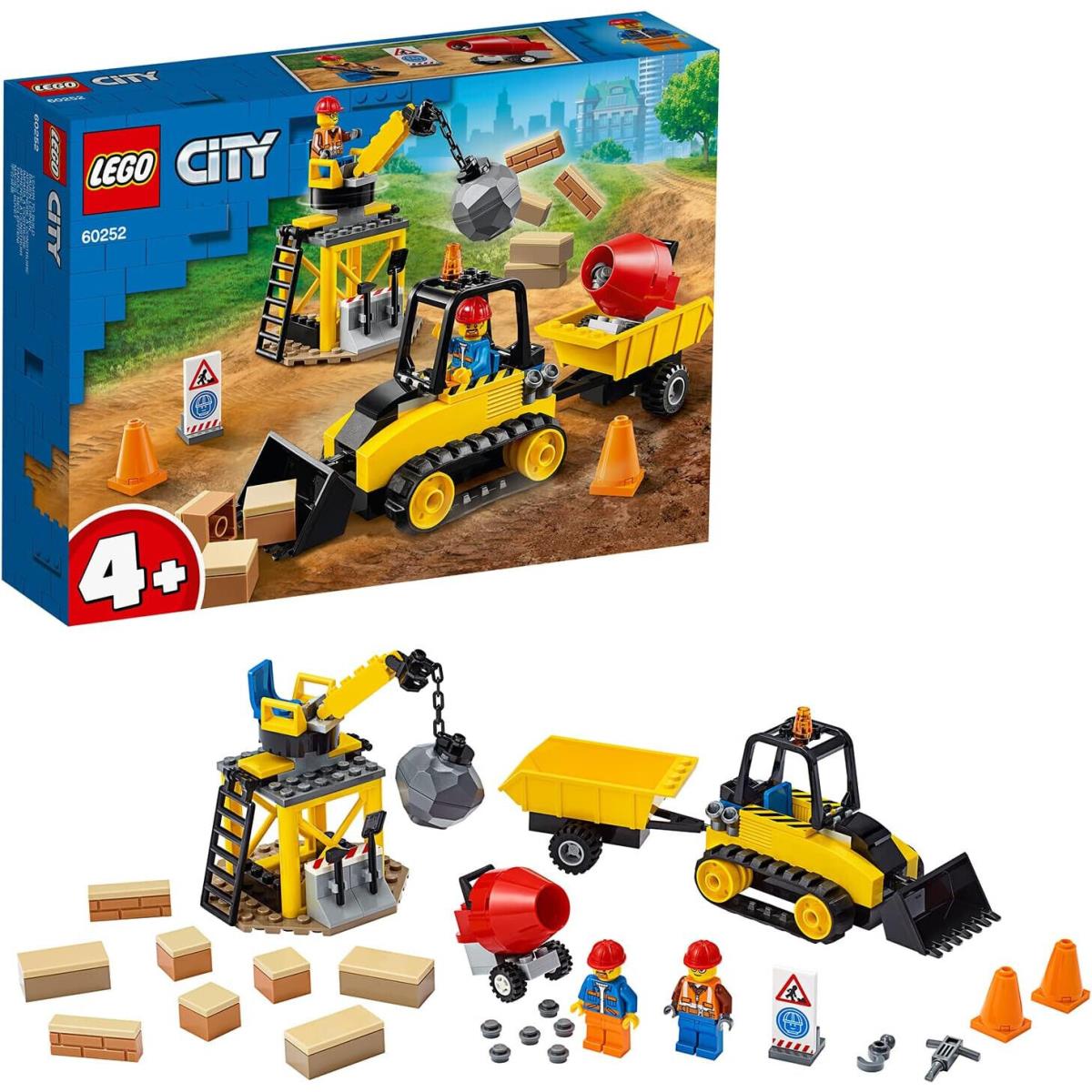 Lego Construction Bulldozer 60252 Town Minifigure Building Set - 